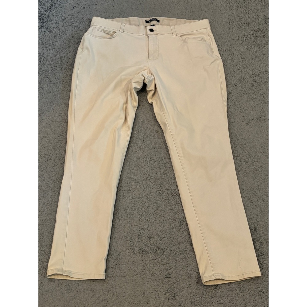 Chaps Womens Beige Tan Straight Leg Stretch Casual Pants Size 16